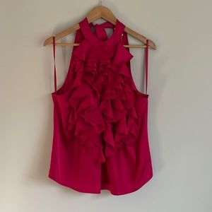 NWT NYC Hot pink halter top with ruffle front